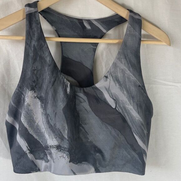 Zella Black/Grey Quartz Marbled Sport Bra Sz L - Picture 1 of 3
